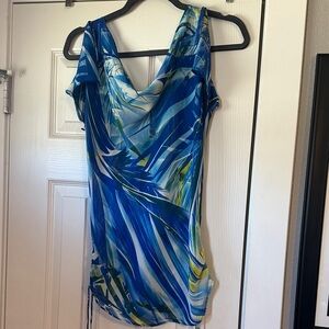 Vintage Y2K Tropical Blue and Green Women's Top